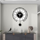 JUJUDA Large Wall Clock for Living Room Decor Modern Silent Pendulum Wall Clock for Home House Kitchen Bedroom Decorative Big Wall Clock Non Ticking Battery Operated Quartz for Indoor Bathroom 17 Inch