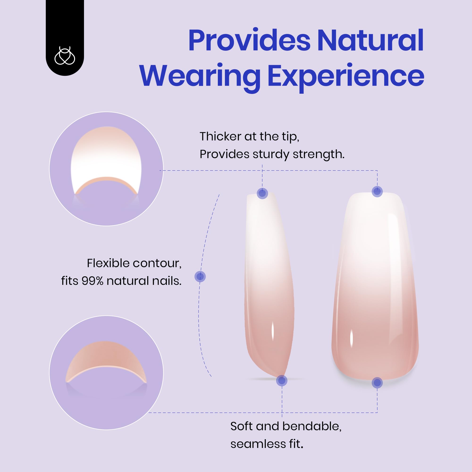 Beetles Press on Nails -15 Sizes Gradient Medium Coffin Press On Nails 60pcs Soft Gel Design Long Lasting Acrylic Fake Nails, No Need to File Fake Nail Tips DIY Nails Gift for Women - Image 5