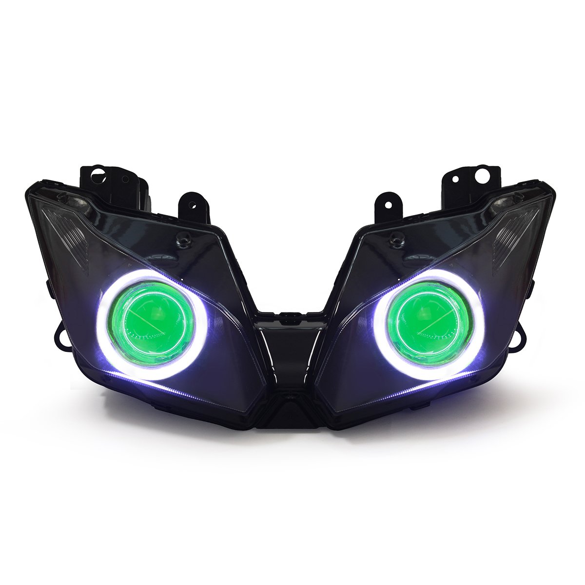 Buy KT LED Angel Eye Headlight Assembly for Ninja 300 Ninja 250 20132018 V1 Green Demon Eye