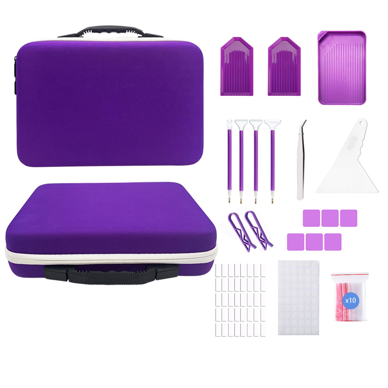 Diamond Painting Storage Containers, 60 Slots Diamond Painting Accessories and Tools for Diamond Art Organizer Case(Purple)