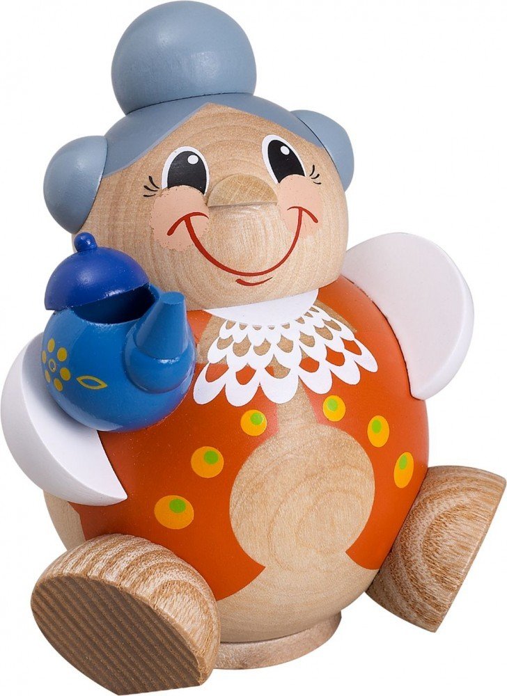 Seiffener Volkskunst German incense smoker grandma, height 11 cm / 4 inch, original Erzgebirge by SV 19122