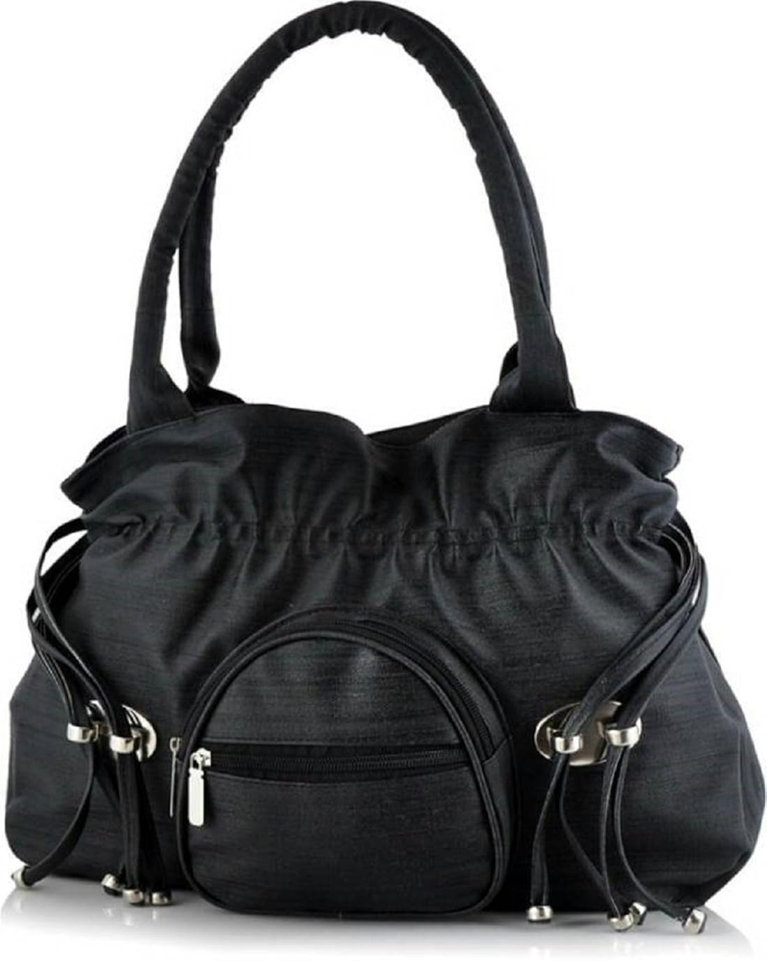 mango star women's black synthetic leather handbag