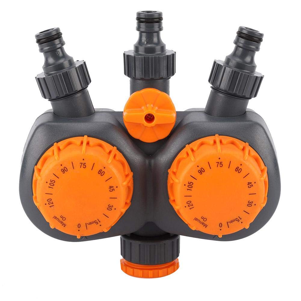 Garden Water Controller Automatic On/Off Water Faucet G3/4 with Double Head Irrigation Mechanical Timer Value
