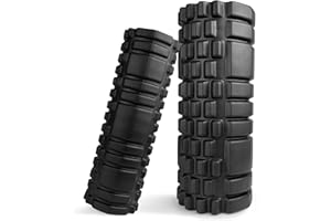 JOYENERGY Foam Roller Set for Deep Tissue Muscle Massage, 2 High-Density Foam Roller (12" and 13"), Trigger Point Fitness Exercise Muscle and Back Roller for Fitness and Yoga (Black)