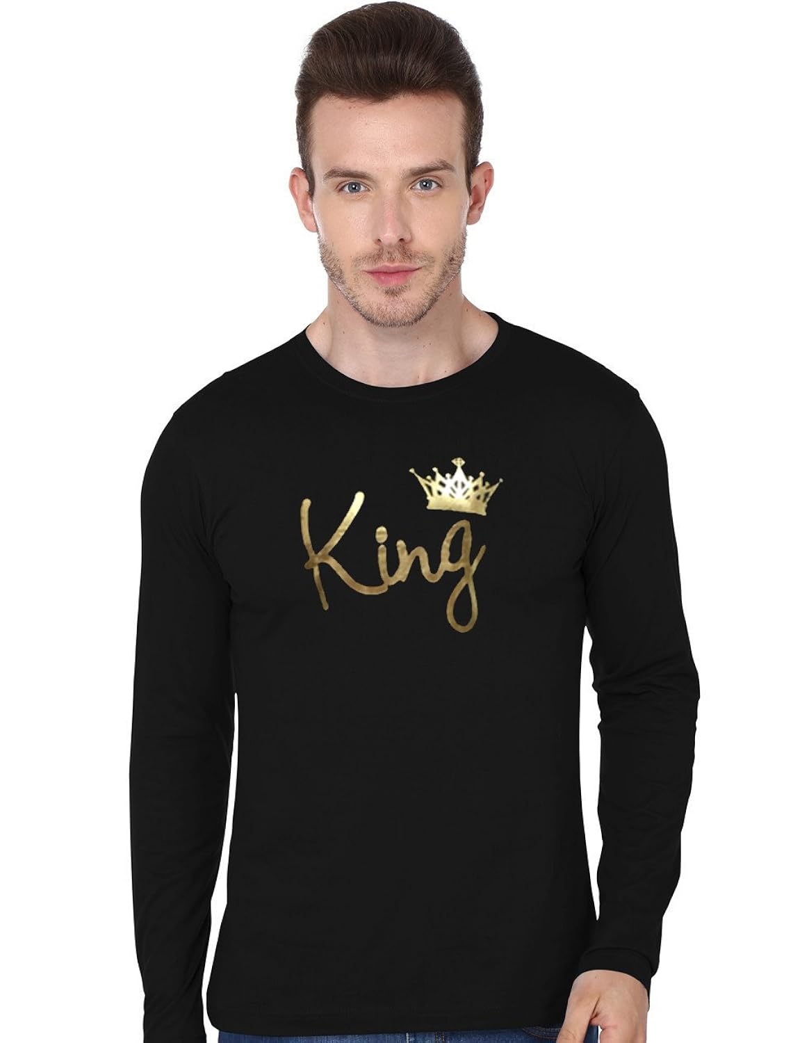 melcom cotton mens full sleeved printed t shirt : king