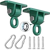 Magacyo Porch Swing Hanging Kit with Swirl Bearing, Heavy Duty Swing Hangers Outdoor Indoor Ceiling Patio Playground Tree Swingset Hardware Bracket Mounting 2 Set with Snap Hook Screw Washer(Green)