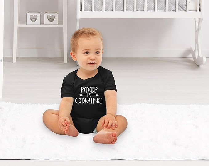 Moonworks Kurzarm Baby Body Poop Is Coming Lustig Spruch Baby Onesie Bio Baumwolle