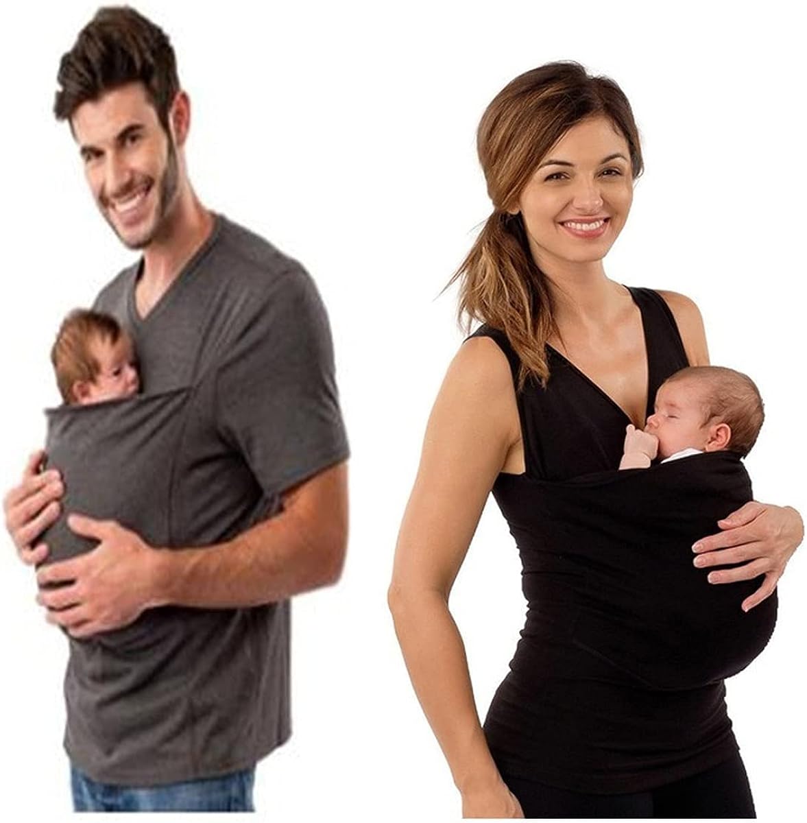 NINESTAR Kangaroo Big Pocket Dad Men's Baby Carrier TShirt