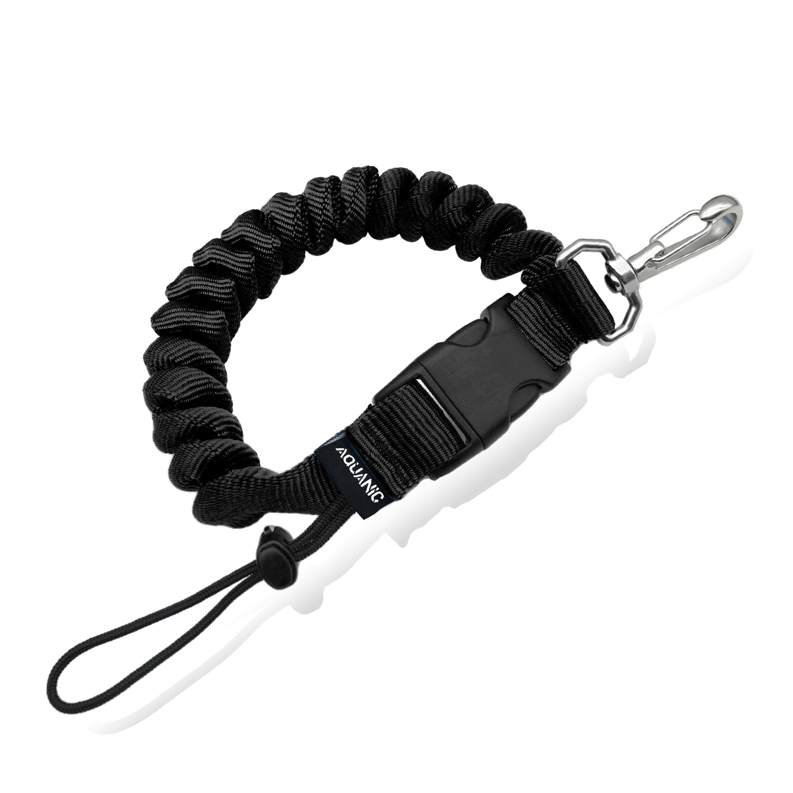 nitescuba Scuba Diving Spring Clip Lanyard, Thick Stainless Steel Spring Coiled Anti-Lost Lanyard with Quick Release Buckle for Underwater Cameras,Dive flash Lights (Black)