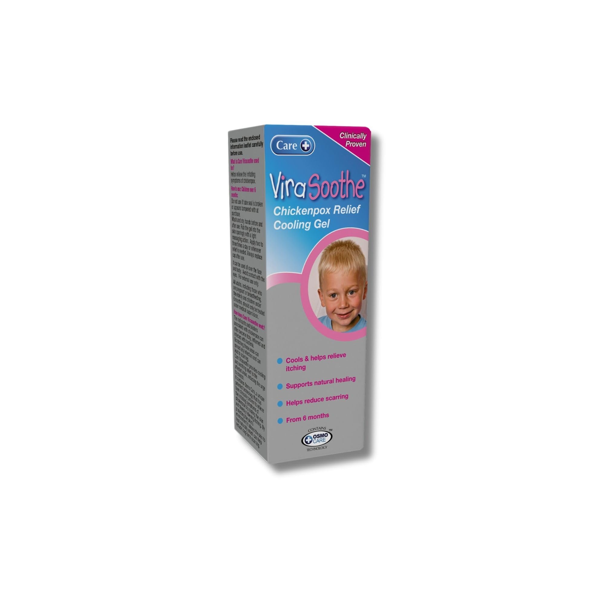 Care ViraSoothe Gel, Chickenpox Relief, Cools and Soothes Skin, Suitable 6+ Months Old, Supports Natural Healing, Helps Stop the Itch, Clinically Proven Effective Relief Against Symptoms, 50g Gel