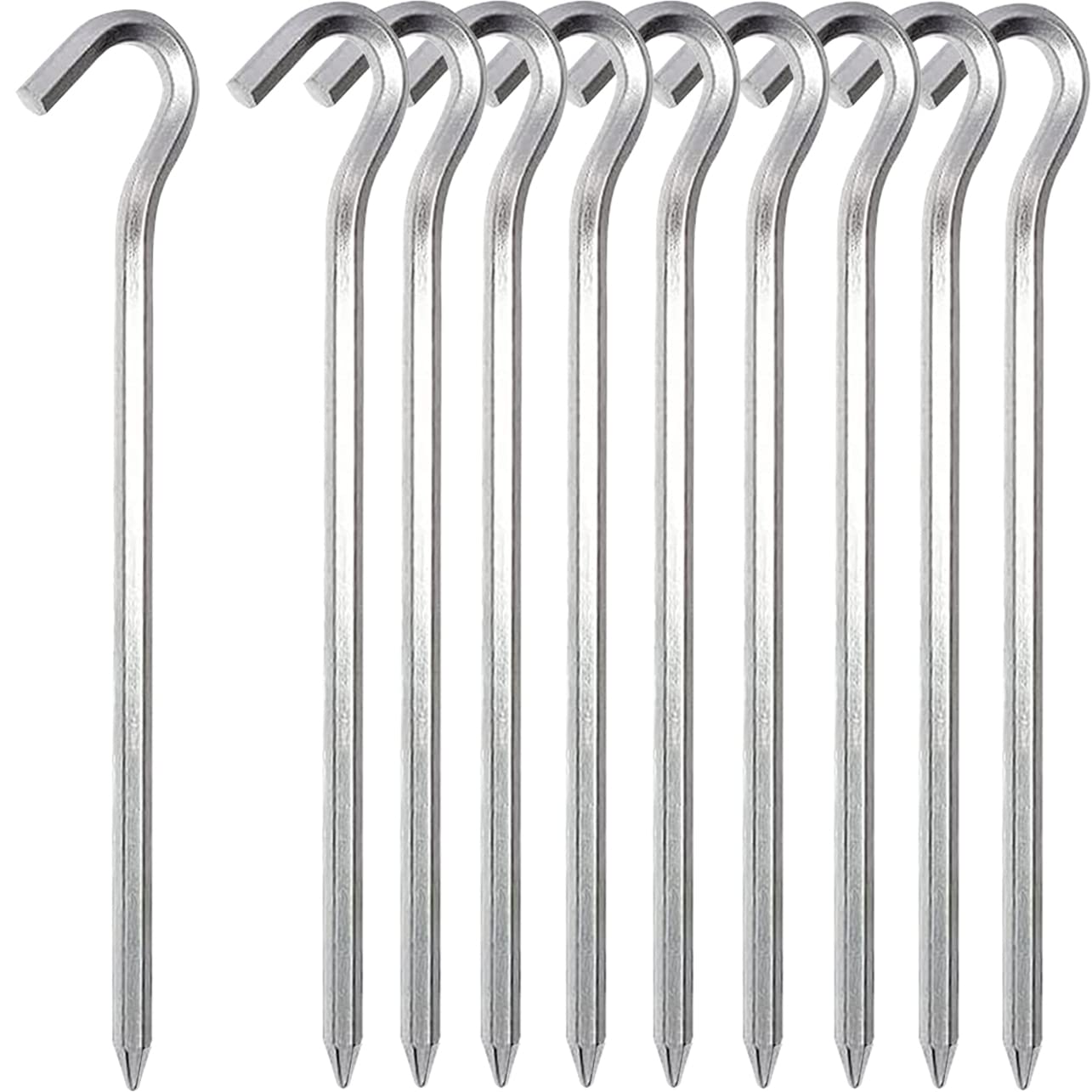 10 Pcs Tent Pegs 7'' Metal Heavy Duty Tent Hooks Aluminum Alloy Rust Free Long Life Strong Camping Ground Pegs, Ideal for Tarpaulin Football Net Marquees Hiking Traveling Beach and Outdoor