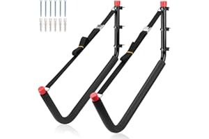 Naikozmo Heavy Duty Kayak Storage Hanger, 20.5Inch Wall Mount Canoe Rack, 2 Pack Heavy Duty Stand-Up Paddle Board Holde, Black + Red