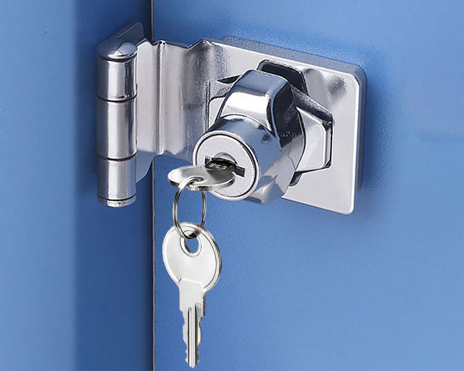 Litensh Shed Hasp Lock Padlock with Aliked Keys, Twist Knob Door Latch Bolt Lock Buckle for Drawer Cupboard Cabinet Furniture Mailbox Gates Closets (Silver Right Amgle - 2.5 Inch) — image 1