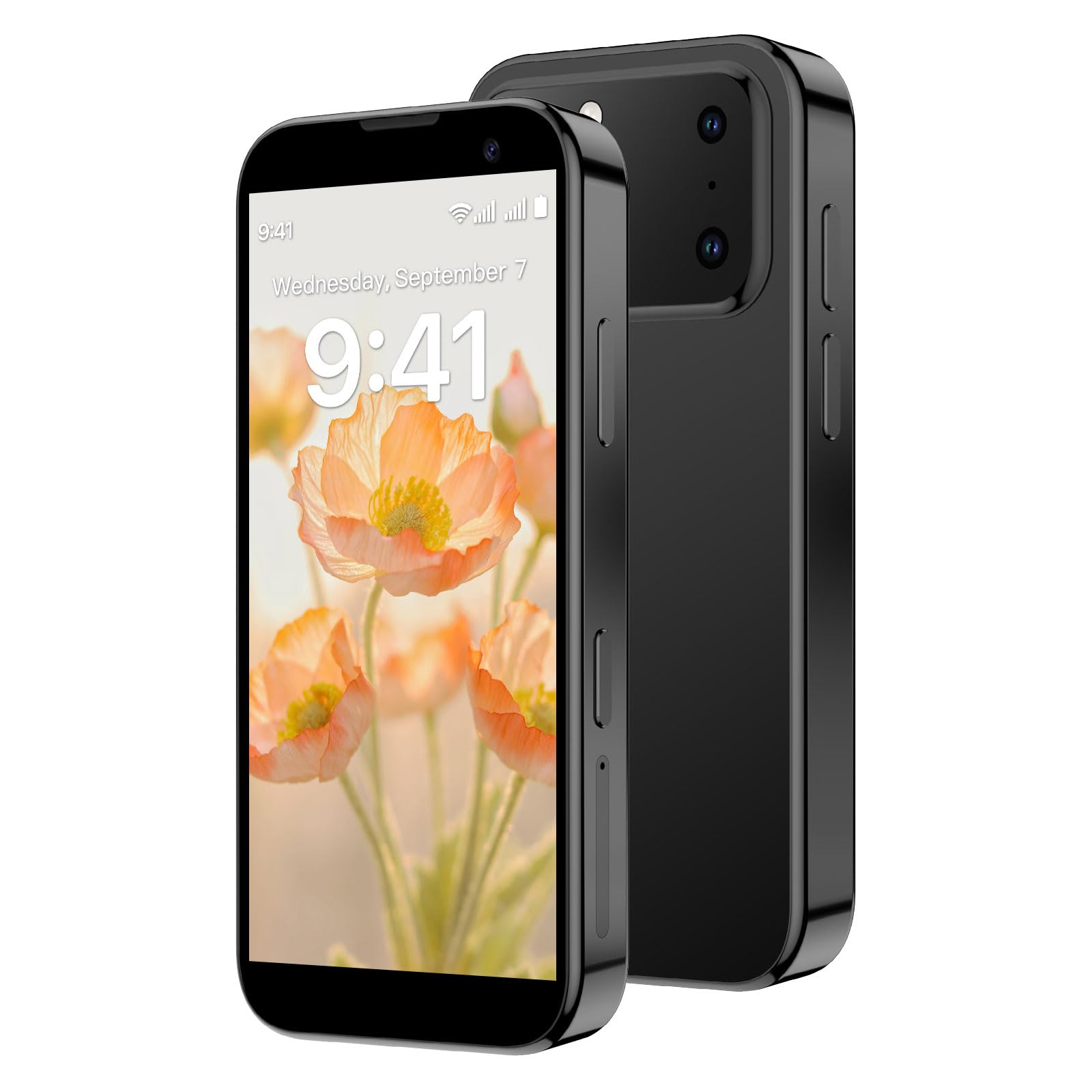 Mini Smartphone 3.0" HD Touchscreen - Unlocked Android Compact Mobile Phone for Kids & Students | Smallest Cell Phone for Travel Backup & Digital Detox | WiFi, GPS, Face ID, Dual SIM, 2GB+16GB, Black