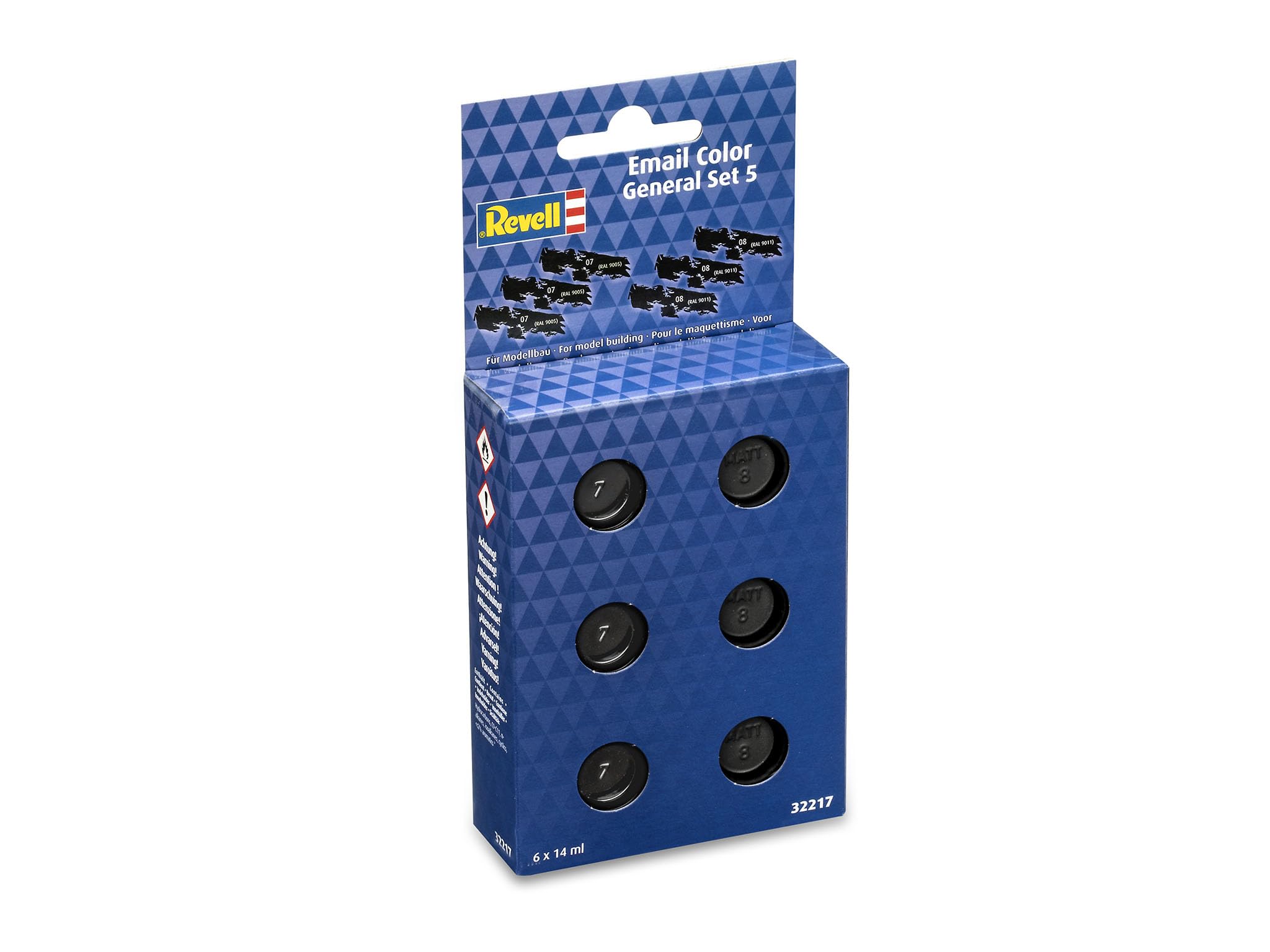 Revell 32217 - Gloss Black & Matt Black Set - 6x Enamel Paints (14ml each)