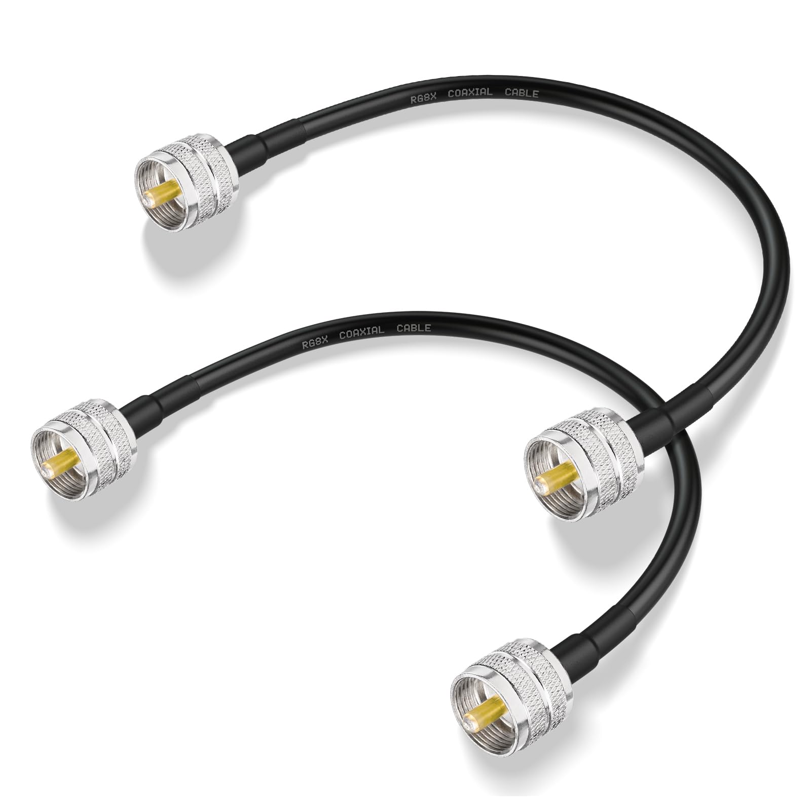 Superbat PL259 RG8X CB Patch Lead 30cm 50ohm UHF Male to Male Ham Radio HF Coax Cable for HF UHF Ham Radio, Duplexer Tuner, Dummy Load, SWR Meter, Walkie Talkie 2Pcs — image 1