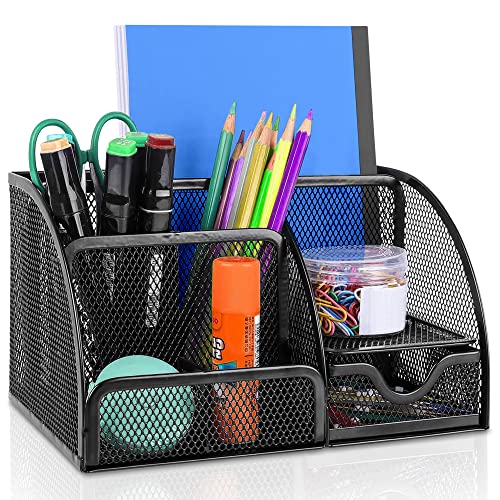 Halter Mesh Desk Organizer 6 Compartments with Drawer