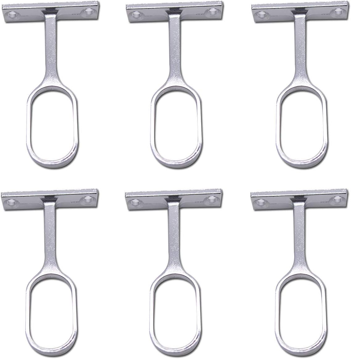 T Tulead Clothes Brackets Mini Rod Support Ceiling Curtain Hanger Holder 2.8" Height Flange Bracket Holder Pack of 6