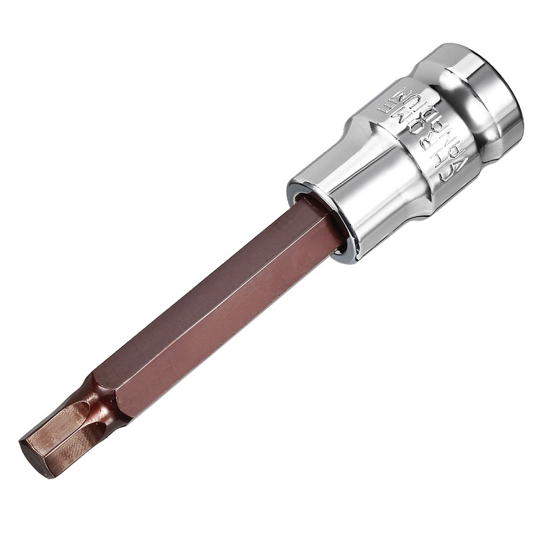 Sourcingmap 1/2" Drive x H8 (8mm) Hex Bit Socket, S2 Steel Bits CR-V Sockets 4" Length Use with Ratchet Wrench, Slide Bar, Extension Rod