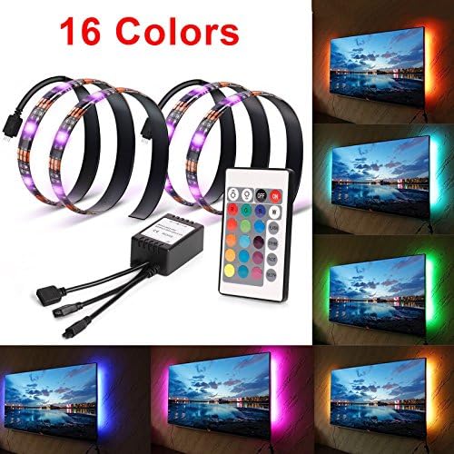 USB LED Light Strip, Kione Multi-colour RGB USB LED Strip Light TV Backlight Waterproof with Remote Deep Dream for TV HDTV PC Flat Screen TV Accessories Desktop Monitors PC