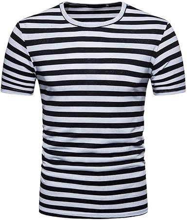 playera rayada blanco y negro hombre