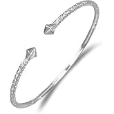 Smooth Pyramid Ends .925 Sterling Silver West Indian Thin Bangle, 1 piece