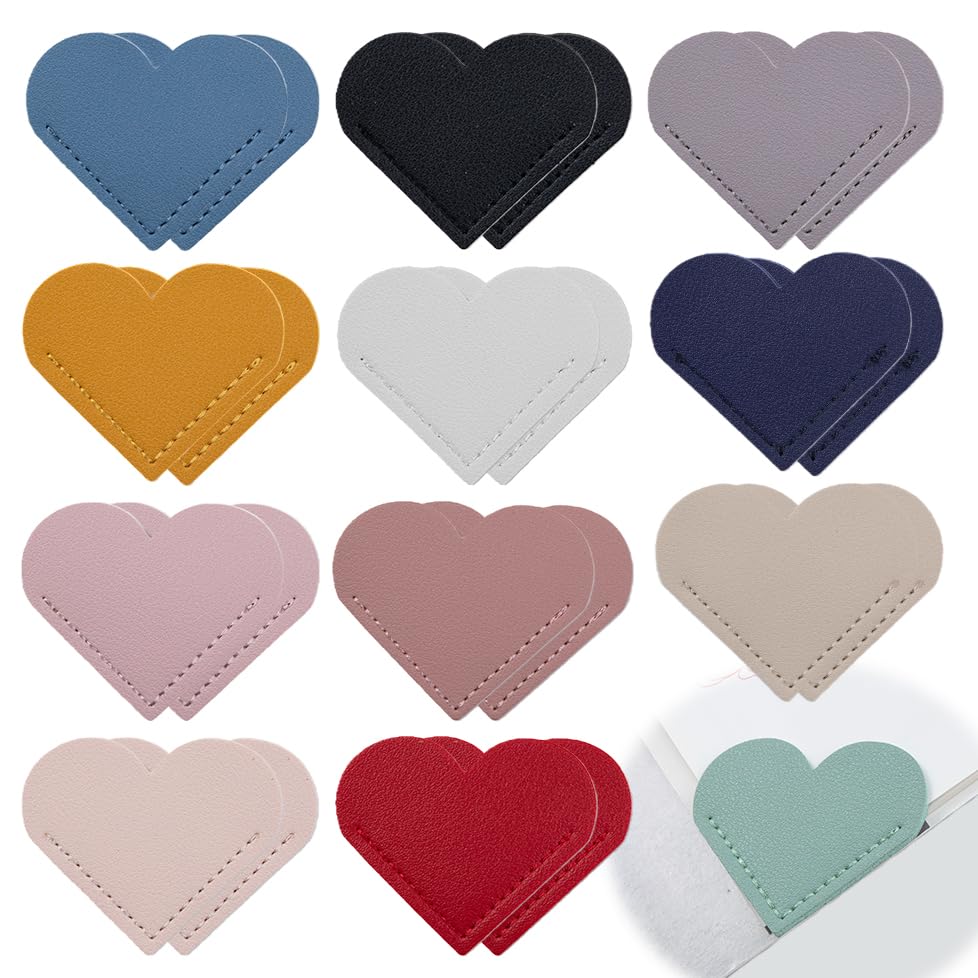 Photo 1 of 24pcs Leather Heart Bookmarks - Cute Unique Bookmarks for Reading Women, Premium Book Marks for Book Lovers, Ideal Teacher Gifts & Reading Accessories for Home School Office Valentine's Day Gift