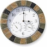HomeZone Outdoor 38cm Clock and Thermometer Garden Wall Clock view 3