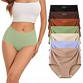 Women's Underwear Seamless High Waist No Show 7 Pack Panties Full Coverage Briefs Silky Stretch