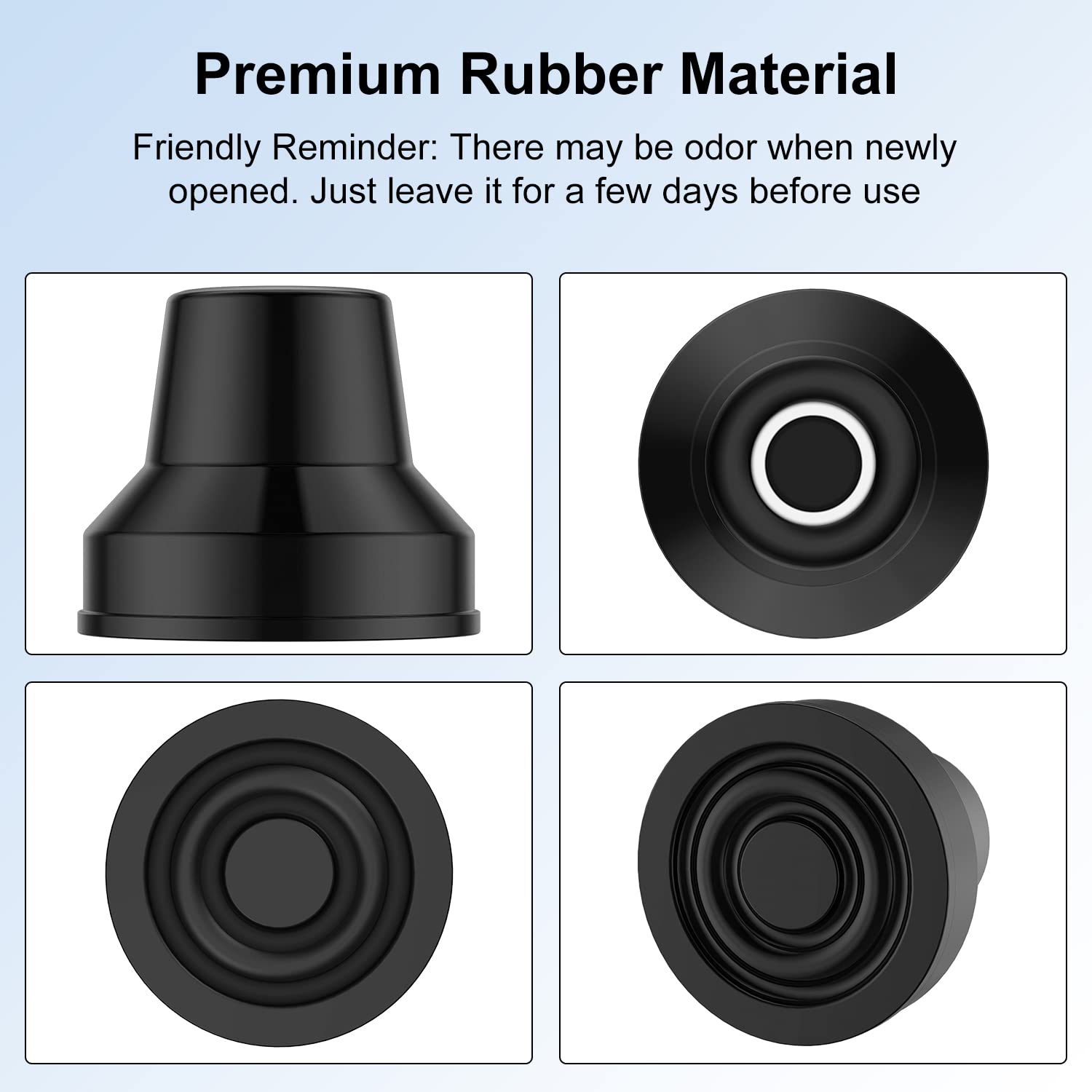 supregear Quad Cane Tips (4-Pack) - Heavy Duty Rubber Cane Tip - Non-Slip Extreme Grip Replacement Foot Pad - Accessories for Walking and Standing Stick for Women, Men, Seniors, Elderly