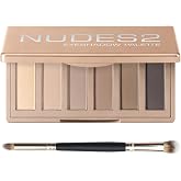 MOOMARTO 6 Matte Neutral Mini Eyeshadow Palette with Brush - Ultra Blendable Cool-Tone Nude Smokey Eye Shadow Palette, Long-lasting Wear Smooth Texture