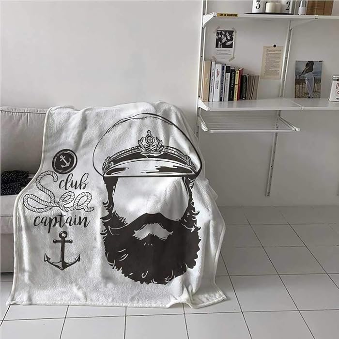 painting-home Bed Blanket Anchor, Hat and Beard Seaman Travel Camping Blankets for All Season Cozy Soft Comfort 30 x 40 Inch