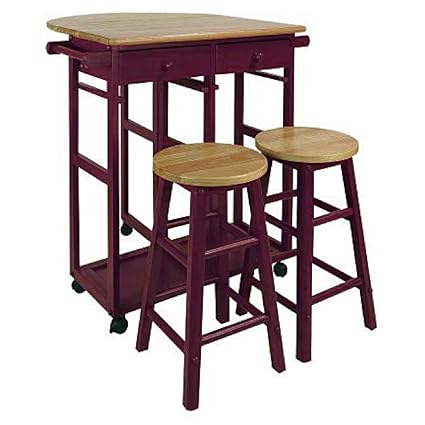Amazon Com Counter Height Folding Table With Stools Drawers