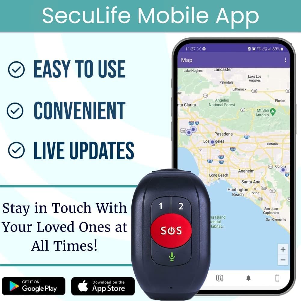 SecuLife SOS Wristband Medical Alert Bracelet – Fall Alert Device for Elderly with Real-Time GPS, SOS Button & Assistive Speakerphone – Medical Alert System for Seniors with Dementia & Alzheimer’s