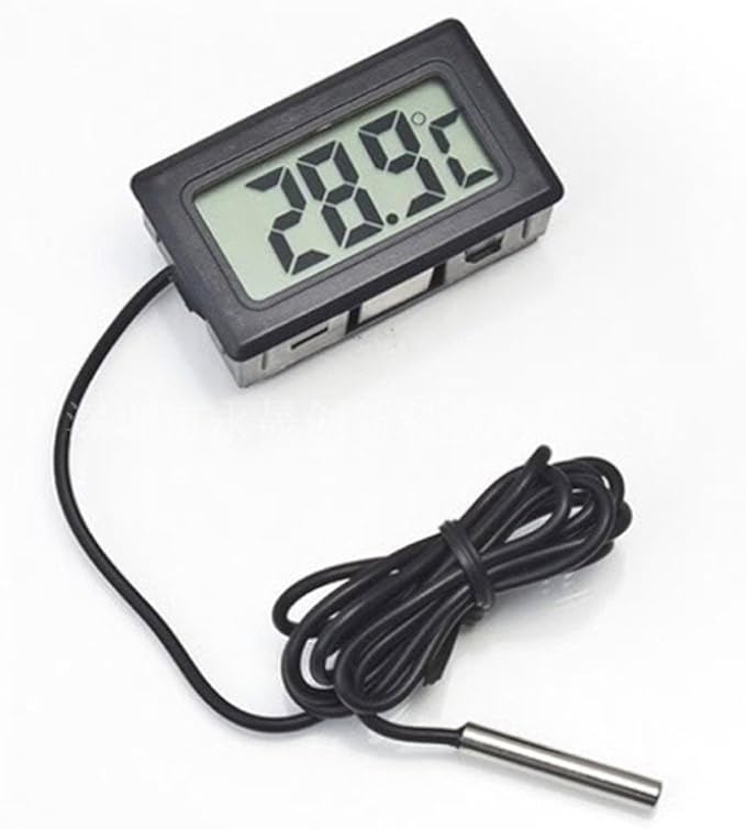 Amazon 見やすい デジタル Lcd 温度計 水温計 サーモメーター ボタン電池 プローブ アクアリウムなど 1ｍ ５個セット ブラック 温度計 産業 研究開発用品 通販