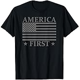 America First USA American Flag Patriot Stars and Stripes T-Shirt
