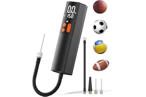 TEFFIM Electric Ball Pump with Inflation & Deflation, 3 Needles & Pressure Gauge(Max 15Psi), Rechargeable Air Pump for All Sports Balls - Volleyball Pump, Basketball Inflator, Football & Soccer Ball Air Pump