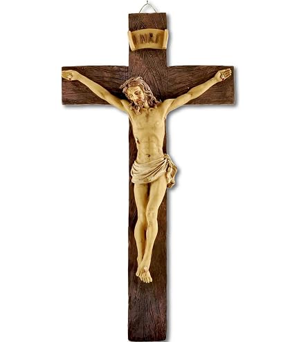 Crocifisso Da Parete In Resina 51 Cm - Statua Di Gesù Dipinta A Mano, Decorazione Per Casa