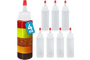 IMPRESA 4 oz Plastic Squeeze Bottles - Clear, Pack of 8 Mini Squeeze Bottles for Sauces & Condiment Dispensers - Cookie Decorating Supplies