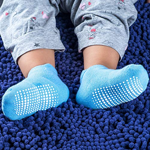 12 Pairs Baby Crew Socks Cotton Anti Skid Toddler Socks with Grips for Baby Girl Boy (12 Pack-Boys, M) - Thumbnail 4