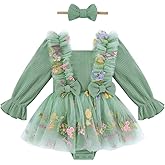 grehava Baby Girl Romper Dress Infant Tulle Skirts First Birthday Outfit Embroidery Bodysuit 0-18m
