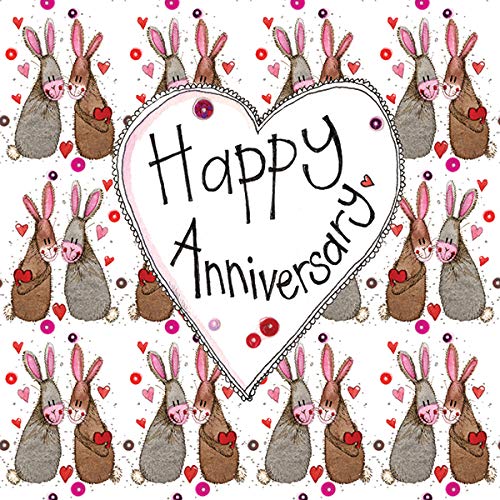 Alex Clark Rabbit Anniversary Card - Bunny - Hearts - Animals - Love - Cards To Celebrate - Designed and Printed in the UK…
