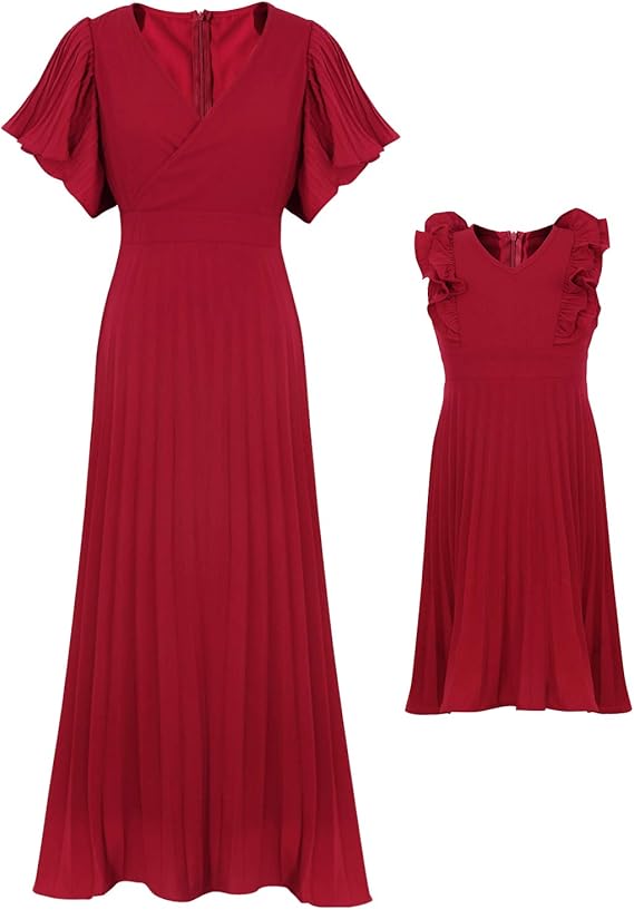 Mumetaz Mommy And Me ドレス ママ ガール 格子縞 ファルバラ 蝶結び デコレーション ファスナー 家族 お揃いの衣装 フォーマル 通販 Amazon