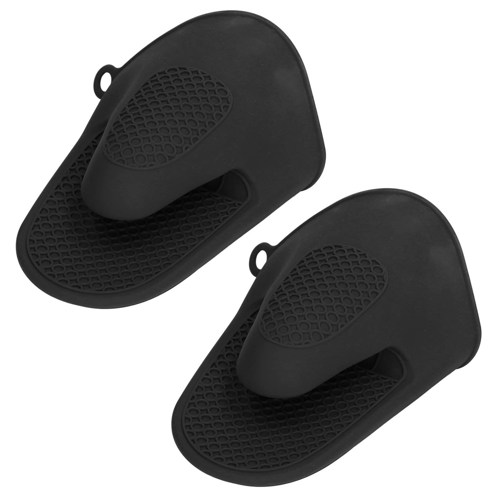 2PCS Heat Resistant Oven Mitts, Kitchen Silicone Oven Gloves for BBQ Baking Cooking and Grilling(Black)