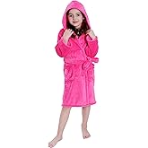 Hooded Herringbone Girl's Fleece Soft Spa Kimono Long Robe,Kids Comfy Sleepwear Bathrobe