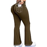 SEASUM Workout Butt Lifting Flare Leggings with Pockets for Women Scrunch Cargo Gym Casual Denim-Look Yoga Pants