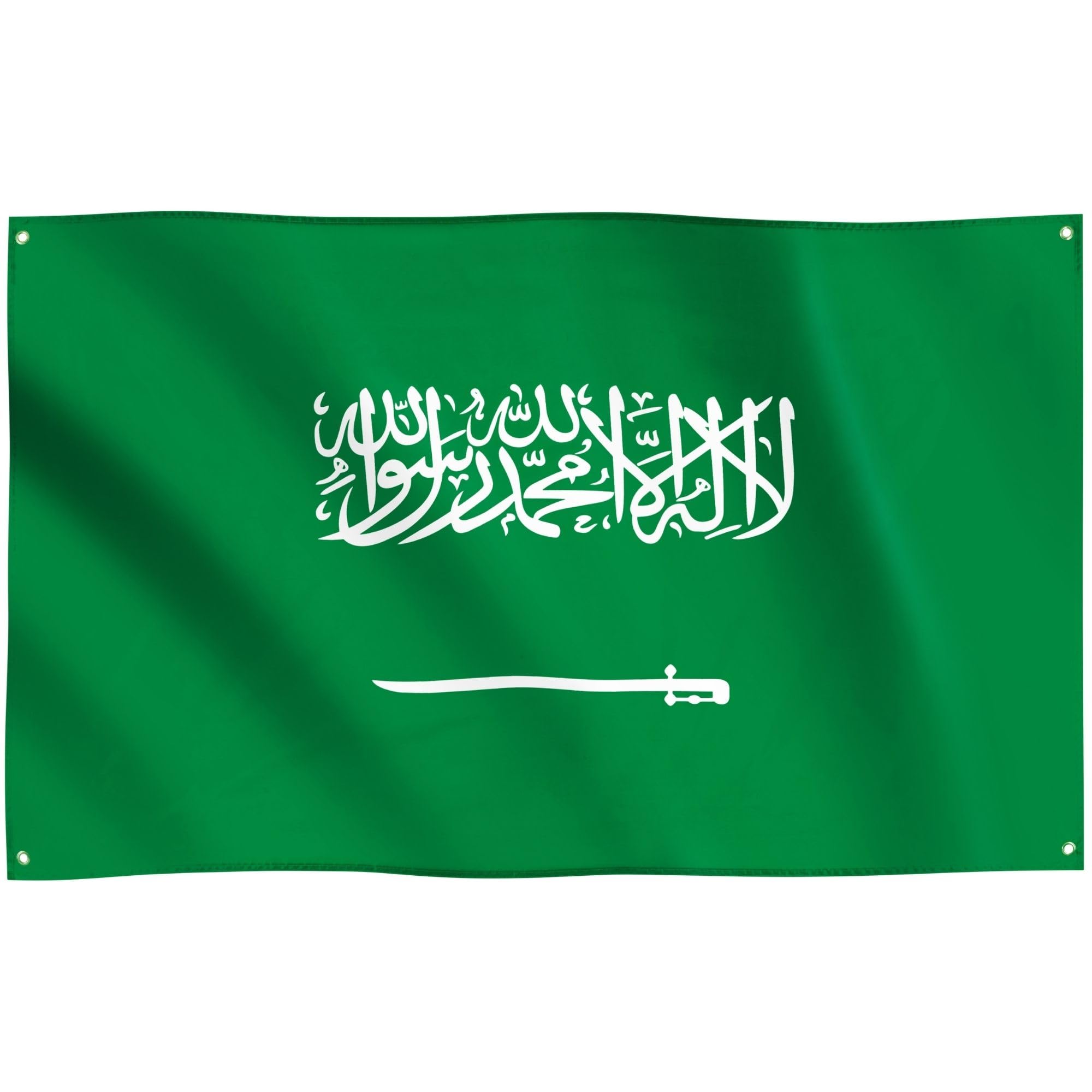 Runesol Saudi Arabia Flag, 91x152cm, 3ft x 5ft, 4 Grommets, Eyelet In Every Corner, Al-Akhdar, Arabian State Flag, Premium Flags, Inside, Outside, Banner, Vivid Colours — image 1