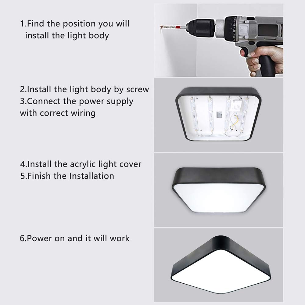 Deckenleuchte LED Deckenlampe bedee Wasserdicht Lampe 4000K LED Panel Deckenlampe Leuchte Quadratische Dünne Badezimmer Küche Schlafzimmer Bad Wohnzimmer Esszimmer Balkon Flur
