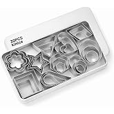 kinice 30 Pcs Mini Stainless Steel Cookie Cutters Set with Storage Box | Varied tiny cookie cutters for cookies, fruit, cheese and polymer clay, ideal for DIY baking and crafts