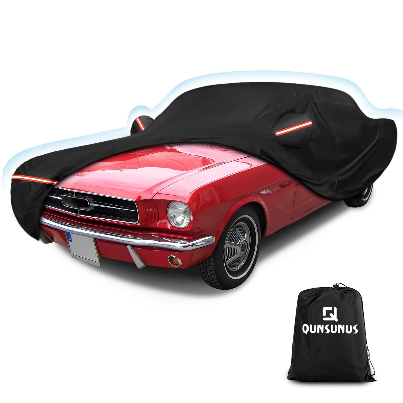 Photo 1 of QUNSUNUS 6 Layer Car Cover for Ford Mustang 1964-1968 Waterproof All Weather 210D Windproof for Ford Mustang Car Cover Hail Protection with Zipper